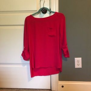 Loft Hot Pink long sleeve blouse